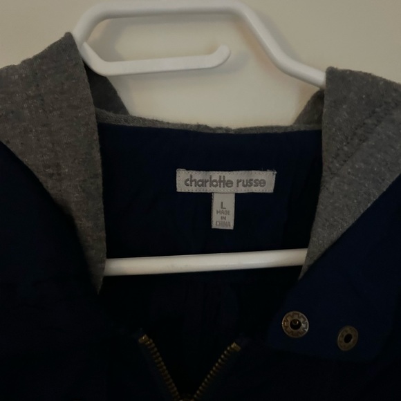 Charlotte Russe Navy and Gray Hooded Jacket - Picture 2 of 5